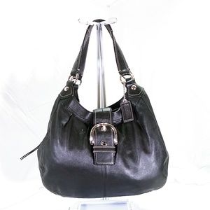 Coach Black Leather Hobo Bag with Silver Hardware